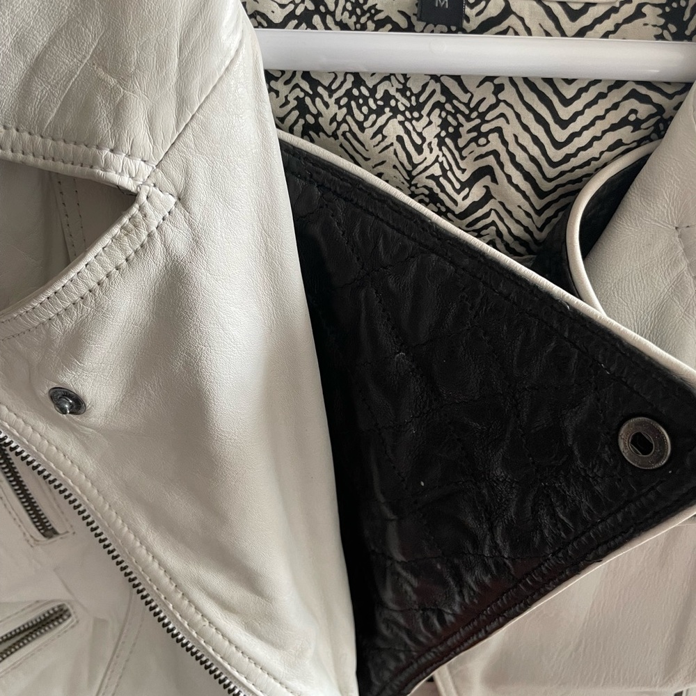 Bod&Christensen white leather biker jacket.MINT CONDITION CLEAN